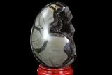 Septarian Dragon Egg Geode - Black Crystals #88539-1
